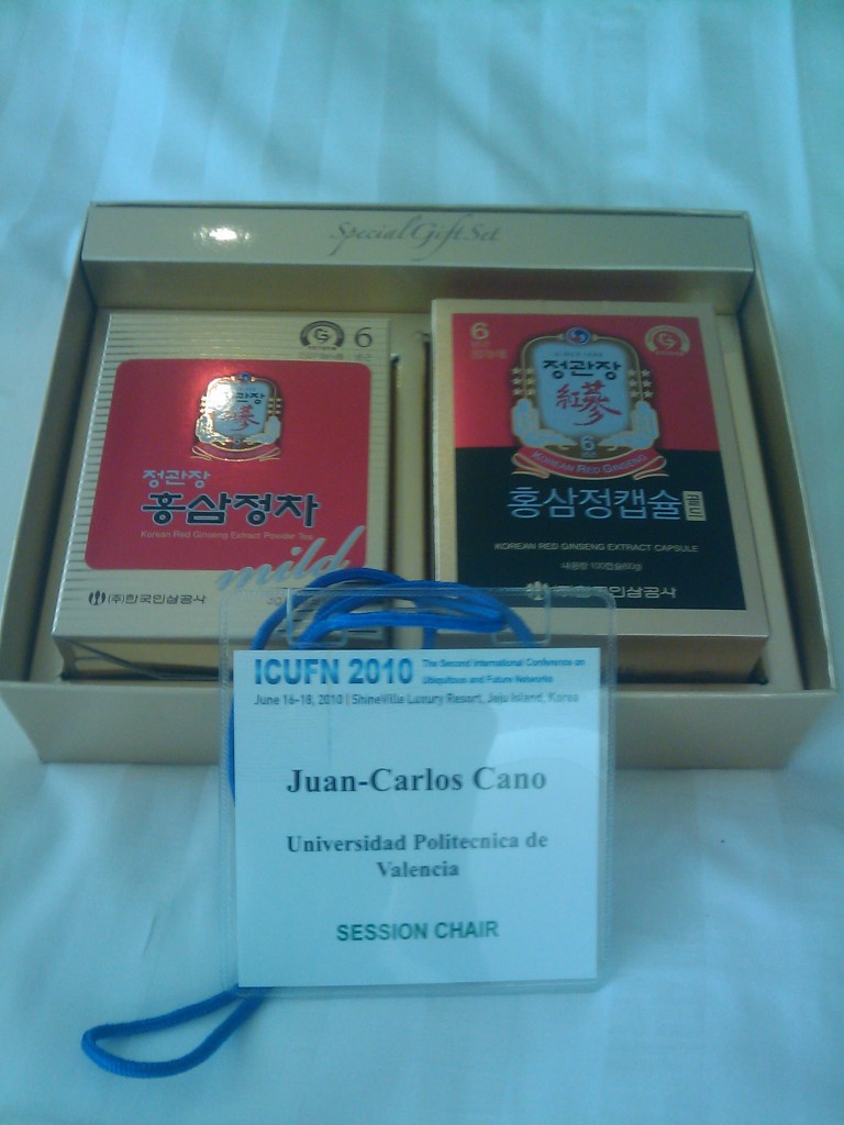 Present offered to Session Chairs of the IEEE ICUFN 2010. Jeju Island, South Korea, June 2010.